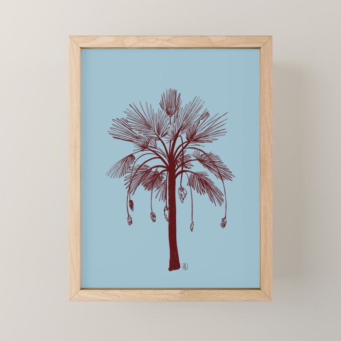 CALM BLUE PALM TREE Mini Art Print Gallery Image 1