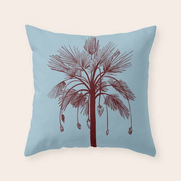 CALM BLUE PALM TREE Throw Pillow Gallery Image 1