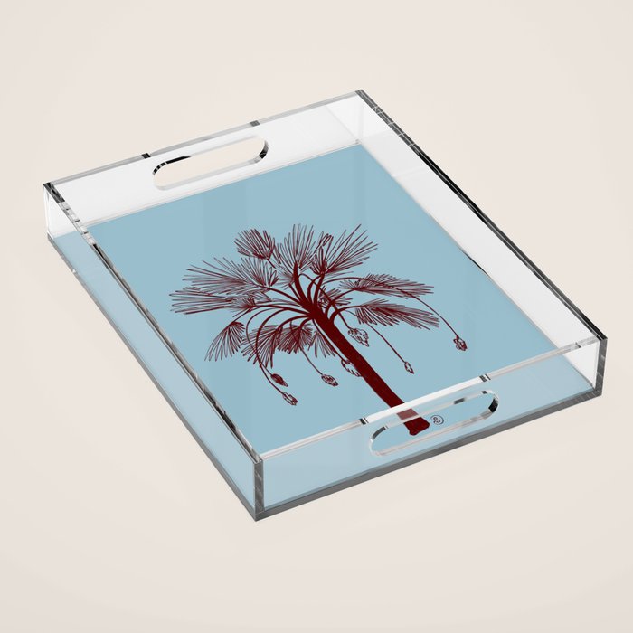 CALM BLUE PALM TREE Acrylic Tray Gallery Image 1
