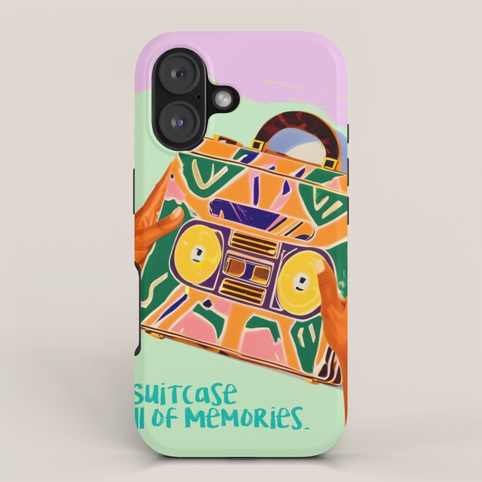 A Suitcase Full of Memories, Retro Cassette Music Mix Tape, Vintage Concept Eclectic Hands Bags Fashion Bohemian Painting iPhone Case Gallery Image 1