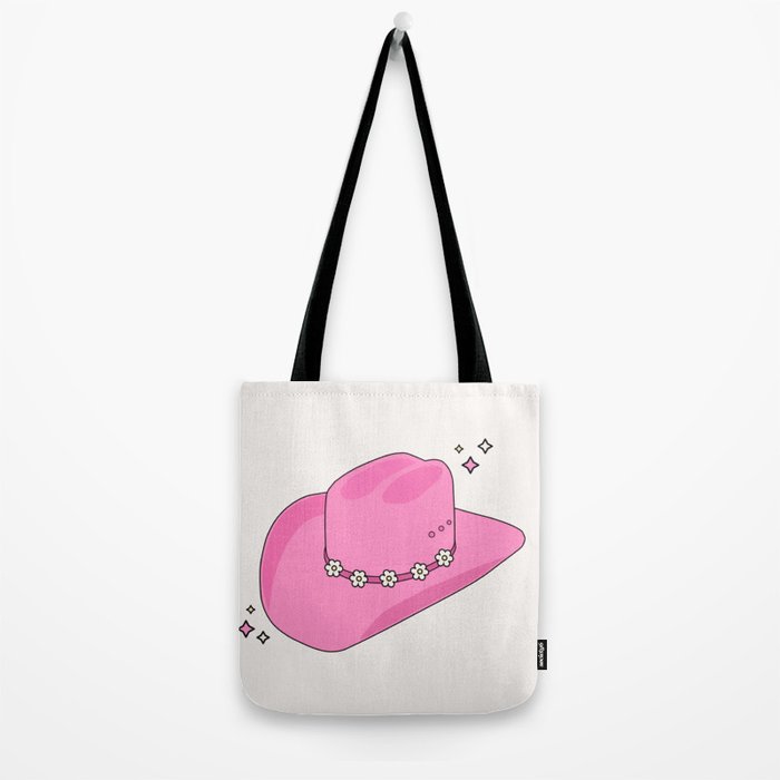 Cowboy Hat Print Pink Preppy Decor Aesthetic Tote Bag Gallery Image 2