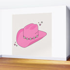 Cowboy Hat Print Pink Preppy Decor Aesthetic Wall Mural Gallery Image 2