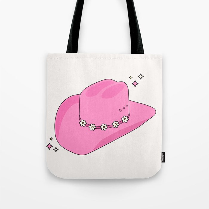 Cowboy Hat Print Pink Preppy Decor Aesthetic Tote Bag Gallery Image 1
