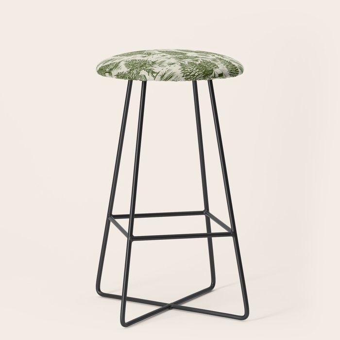 Bigfoot / Sasquatch Toile de Jouy in Forest Green Stool Gallery Image 1