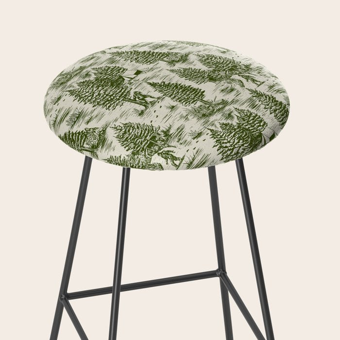 Bigfoot / Sasquatch Toile de Jouy in Forest Green Stool Gallery Image 2