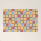 Retro Flowers Check Pattern XXIX Welcome Mat Gallery Image 1