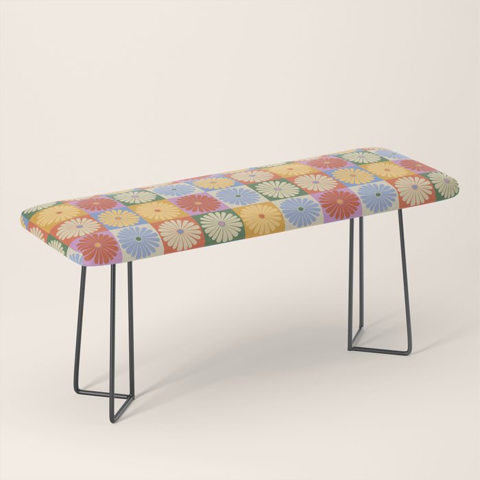 Retro Flowers Check Pattern XXIX Bench Gallery Image 1