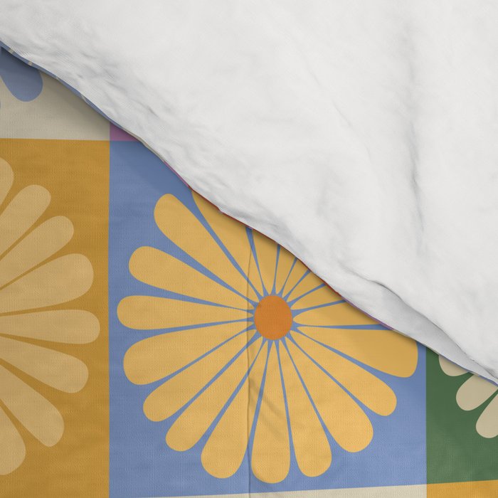 Retro Flowers Check Pattern XXIX Comforter Gallery Image 4