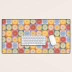 Retro Flowers Check Pattern XXIX Desk Mat Gallery Image 1