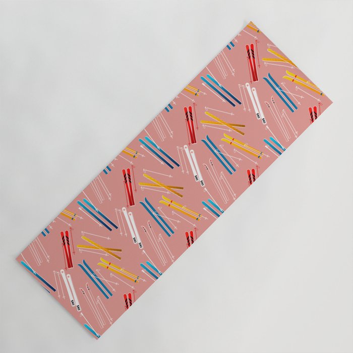 Colorful Ski Illustration and Pattern no 2 Yoga Mat Gallery Image 1
