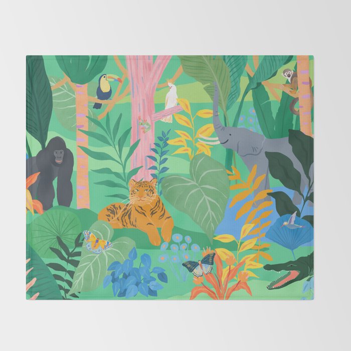 Playful Jungle Throw Blanket Gallery Image 2