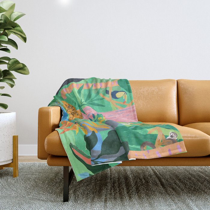 Playful Jungle Throw Blanket Gallery Image 1