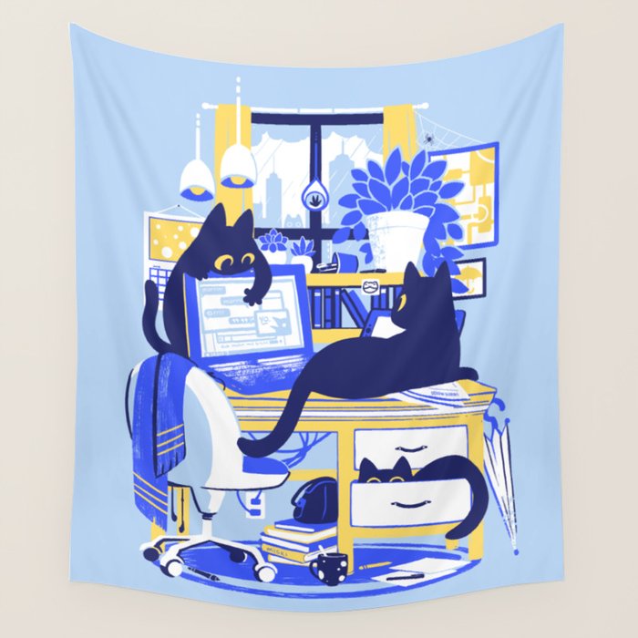 Working From Home Wall Tapestry Gallery Image 1