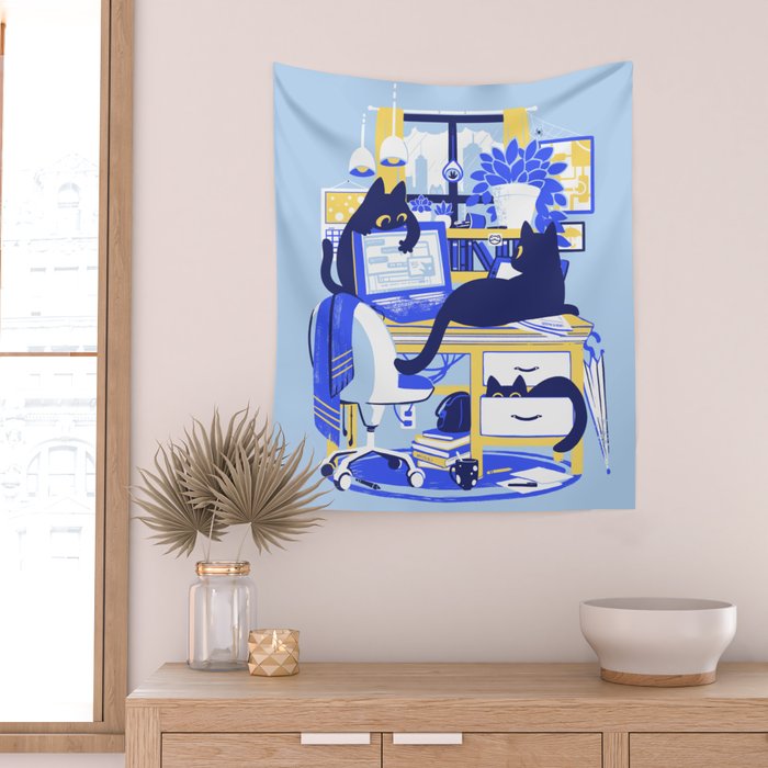 Working From Home Wall Tapestry Gallery Image 2