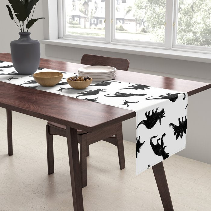 Black + White Dinosaurs Table Runner Gallery Image 2