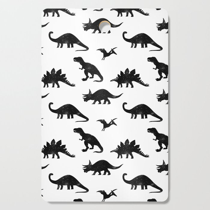 Black + White Dinosaurs Cutting Board Gallery Image 1