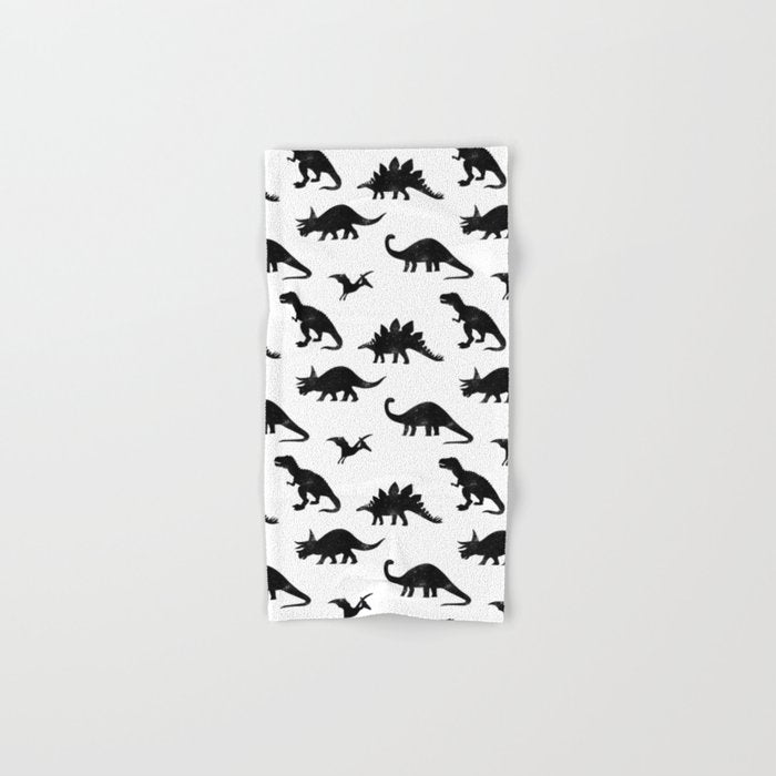Black + White Dinosaurs Bath Towel Gallery Image 1