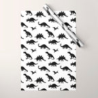 Black + White Dinosaurs Wrapping Paper Gallery Image 1