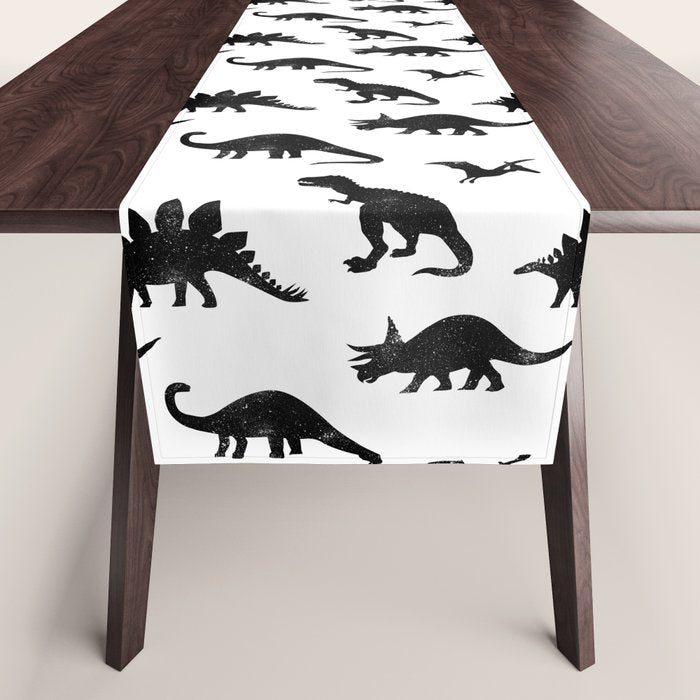 Black + White Dinosaurs Table Runner Gallery Image 1