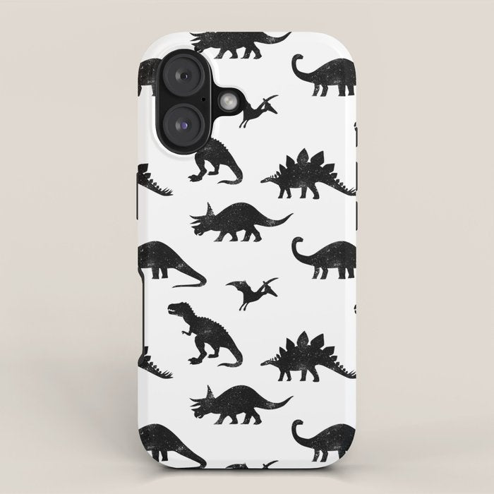 Black + White Dinosaurs iPhone Case Gallery Image 1