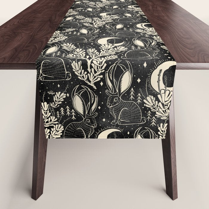 Jackalope - black and cream  Table Runner Gallery Image 1