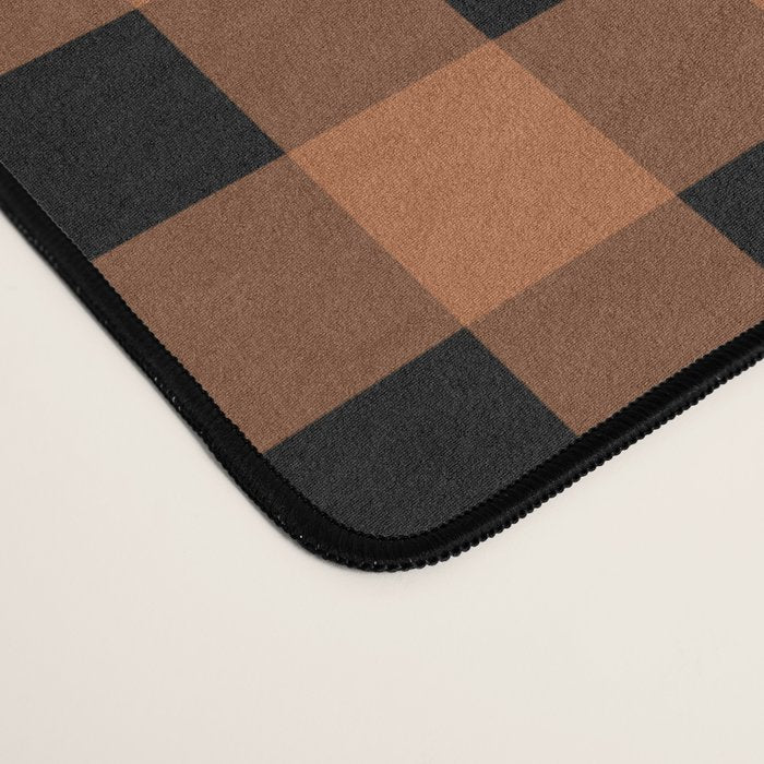 Halloween Gingham Check Pattern in Black and Muted Orange Desk Mat Gallery Image 4