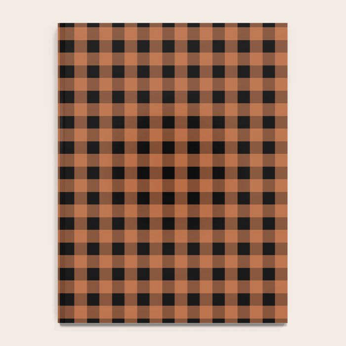 Halloween Gingham Check Pattern in Black and Muted Orange Notebook Gallery Image 4