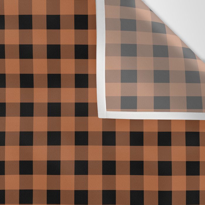 Halloween Gingham Check Pattern in Black and Muted Orange Wall Tapestry Gallery Image 3