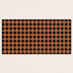 Halloween Gingham Check Pattern in Black and Muted Orange Desk Mat Gallery Image 3