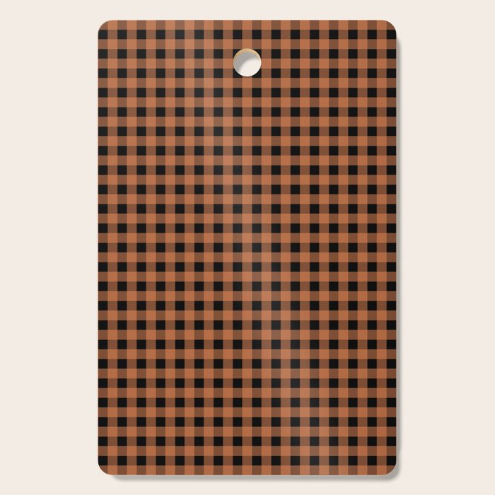 Halloween Gingham Check Pattern in Black and Muted Orange Cutting Board Gallery Image 1