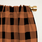 Halloween Gingham Check Pattern in Black and Muted Orange Window Curtain Gallery Image 2