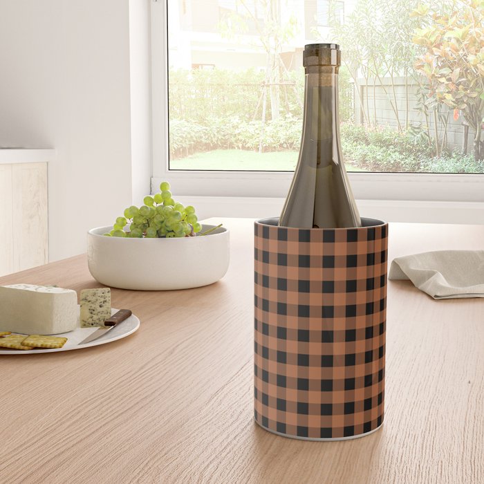 Halloween Gingham Check Pattern in Black and Muted Orange Wine Chiller Gallery Image 4