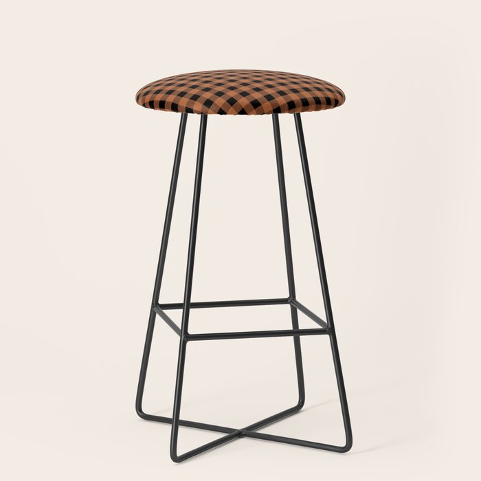 Halloween Gingham Check Pattern in Black and Muted Orange Stool Gallery Image 1