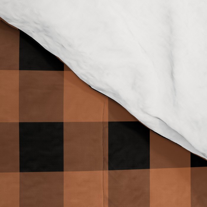 Halloween Gingham Check Pattern in Black and Muted Orange Comforter Gallery Image 4