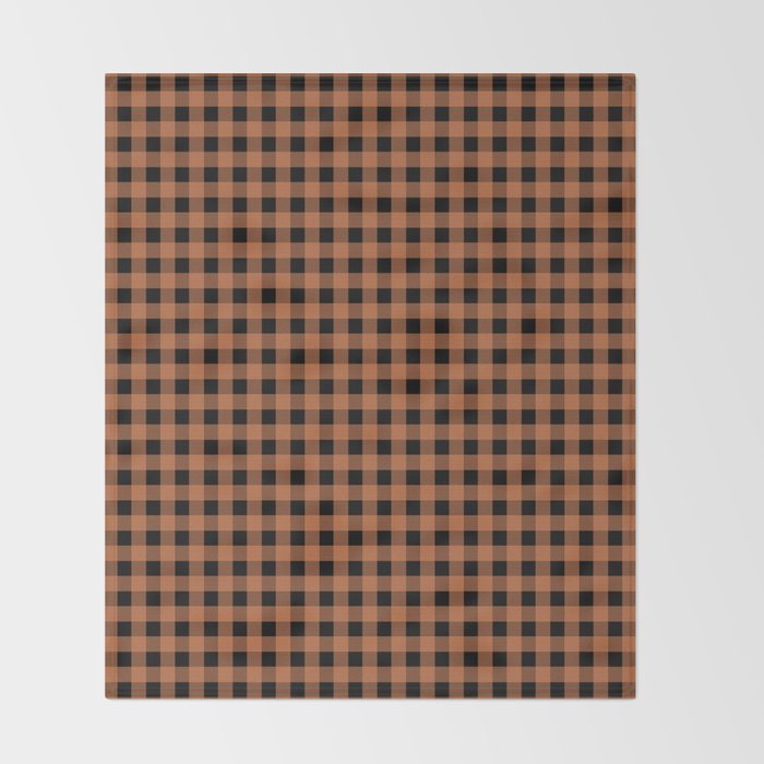 Halloween Gingham Check Pattern in Black and Muted Orange Throw Blanket Gallery Image 2