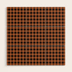 Halloween Gingham Check Pattern in Black and Muted Orange Wood Wall Art Gallery Image 1