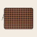 Halloween Gingham Check Pattern in Black and Muted Orange Laptop Sleeve Gallery Image 1