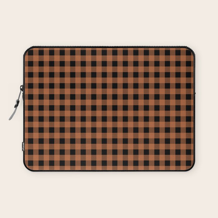 Halloween Gingham Check Pattern in Black and Muted Orange Laptop Sleeve Gallery Image 1