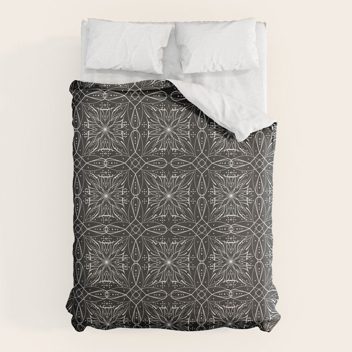 BW starry abstract mosaic A Duvet Cover Gallery Image 1