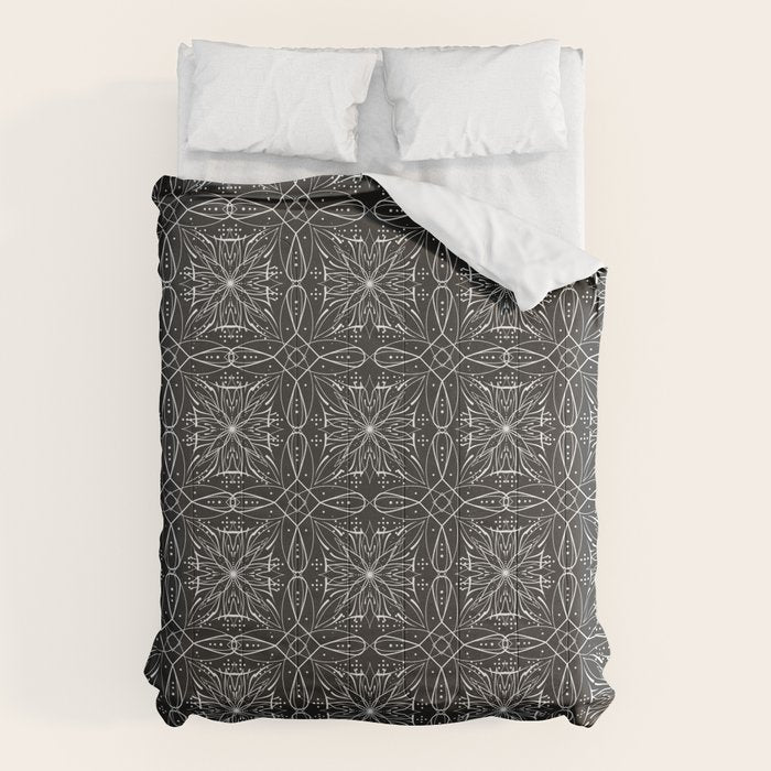 BW starry abstract mosaic A Comforter Gallery Image 6