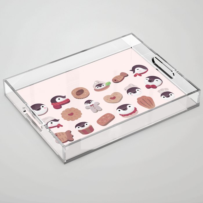 Cookie & cream & penguin - pink pattern Acrylic Tray Gallery Image 1