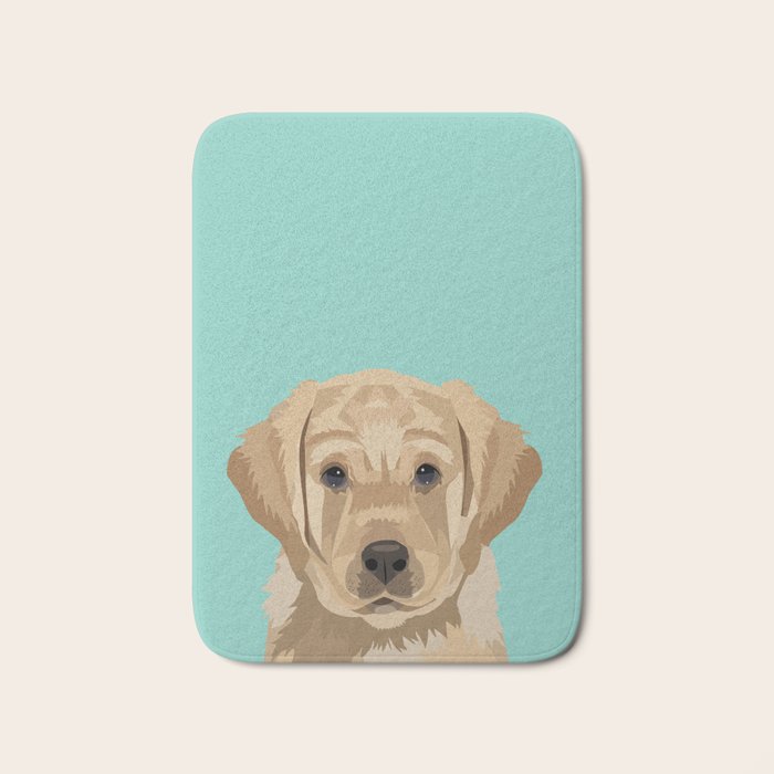 Labrador puppy pet portrait wall art and gifts for dog breed lovers Bath Mat Gallery Image 1
