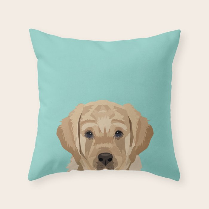 Labrador puppy pet portrait wall art and gifts for dog breed lovers Throw Pillow Gallery Image 6