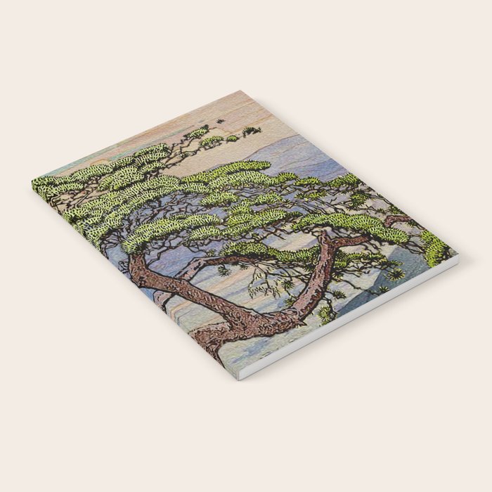 The Downwards Climbing - Summer Tree & Mountain Ukiyoe Nature Landscape in Green Notebook Gallery Image 2