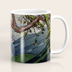 The Downwards Climbing - Summer Tree & Mountain Ukiyoe Nature Landscape in Green Coffee Mug Gallery Image 1