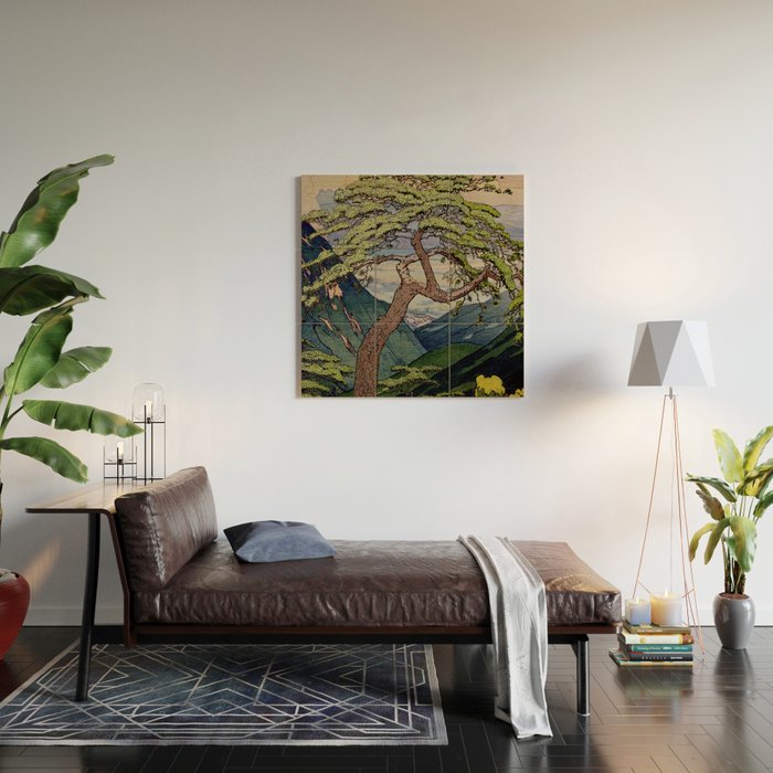 The Downwards Climbing - Summer Tree & Mountain Ukiyoe Nature Landscape in Green Wood Wall Art Gallery Image 2