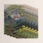The Downwards Climbing - Summer Tree & Mountain Ukiyoe Nature Landscape in Green Wrapping Paper Gallery Image 3