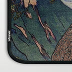 The Downwards Climbing - Summer Tree & Mountain Ukiyoe Nature Landscape in Green Laptop Sleeve Gallery Image 3