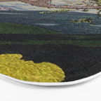 The Downwards Climbing - Summer Tree & Mountain Ukiyoe Nature Landscape in Green Bath Mat Gallery Image 3