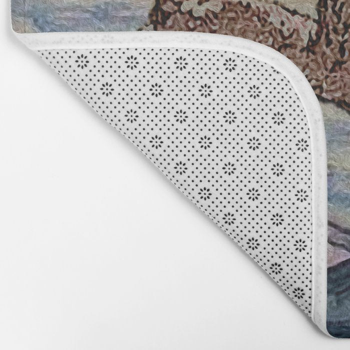 The Downwards Climbing - Summer Tree & Mountain Ukiyoe Nature Landscape in Green Bath Mat Gallery Image 2